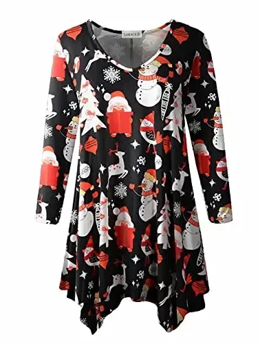 LARACE Plus Size Tops for Women Tunic Asymmetrical Dress Shirts 3/4 Sleeve V Neck Flowy Ladies Clothes for Leggings 