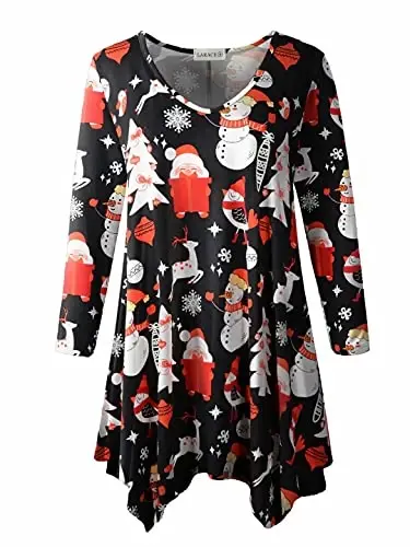 LARACE Plus Size Tops for Women Tunic Asymmetrical Dress Shirts 3/4 Sleeve V Neck Flowy Ladies Clothes for Leggings 