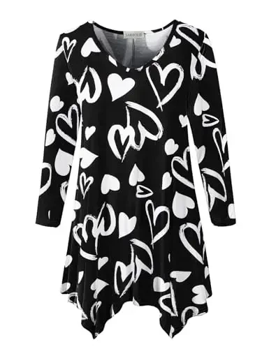 LARACE Plus Size Tops for Women Tunic Asymmetrical Dress Shirts 3/4 Sleeve V Neck Flowy Ladies Clothes for Leggings - MODAZONE