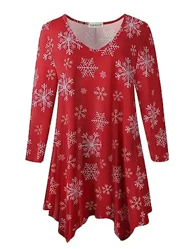 LARACE Plus Size Tops for Women Tunic Asymmetrical Dress Shirts 3/4 Sleeve V Neck Flowy Ladies Clothes for Leggings 