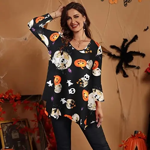 LARACE Plus Size Tops for Women Tunic Asymmetrical Dress Shirts 3/4 Sleeve V Neck Flowy Ladies Clothes for Leggings - 4