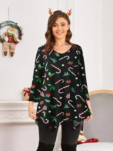 LARACE Plus Size Tops for Women Tunic Asymmetrical Dress Shirts 3/4 Sleeve V Neck Flowy Ladies Clothes for Leggings - 2