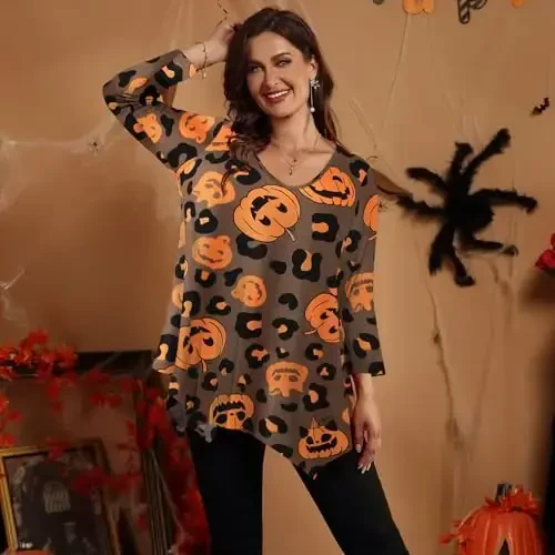 LARACE Plus Size Tops for Women Tunic Asymmetrical Dress Shirts 3/4 Sleeve V Neck Flowy Ladies Clothes for Leggings - 3