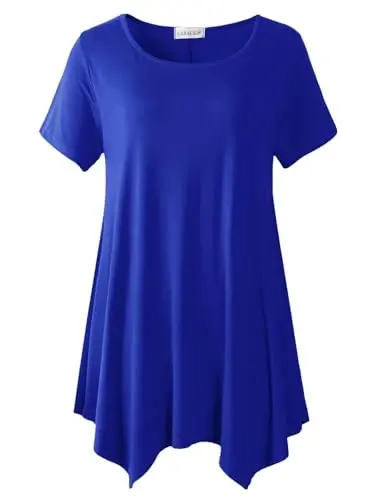 LARACE Short Sleeve Shirts for Womens Plus Size Tops Casual Summer Clothes Asymmetrical Tunic Blouses 