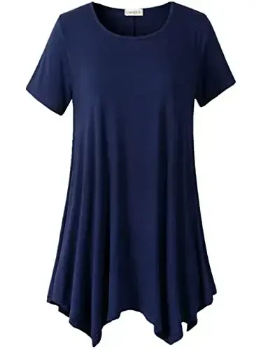 LARACE Short Sleeve Shirts for Womens Plus Size Tops Casual Summer Clothes Asymmetrical Tunic Blouses - 1