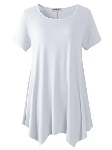 LARACE Short Sleeve Shirts for Womens Plus Size Tops Casual Summer Clothes Asymmetrical Tunic Blouses 