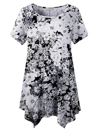 LARACE Short Sleeve Shirts for Womens Plus Size Tops Casual Summer Clothes Asymmetrical Tunic Blouses 