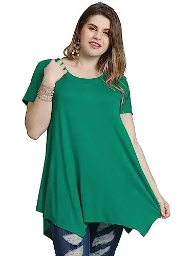 LARACE Short Sleeve Shirts for Womens Plus Size Tops Casual Summer Clothes Asymmetrical Tunic Blouses - 3