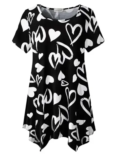 LARACE Short Sleeve Shirts for Womens Plus Size Tops Casual Summer Clothes Asymmetrical Tunic Blouses - 1