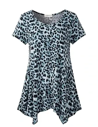 LARACE Short Sleeve Shirts for Womens Plus Size Tops Casual Summer Clothes Asymmetrical Tunic Blouses 