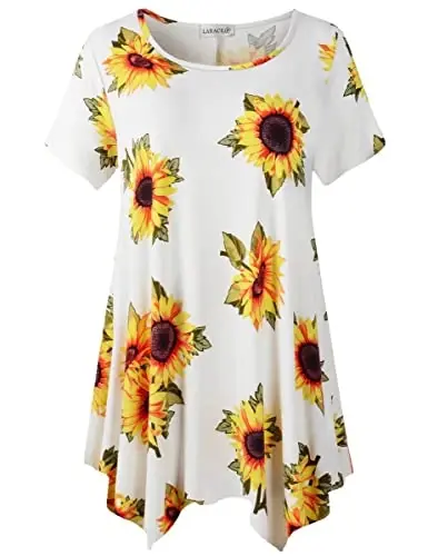 LARACE Short Sleeve Shirts for Womens Plus Size Tops Casual Summer Clothes Asymmetrical Tunic Blouses - 1