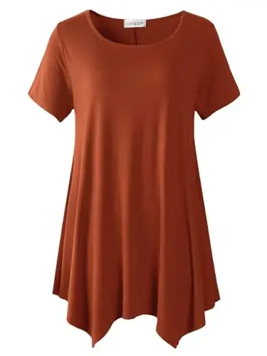 LARACE Short Sleeve Shirts for Womens Plus Size Tops Casual Summer Clothes Asymmetrical Tunic Blouses - LARACE