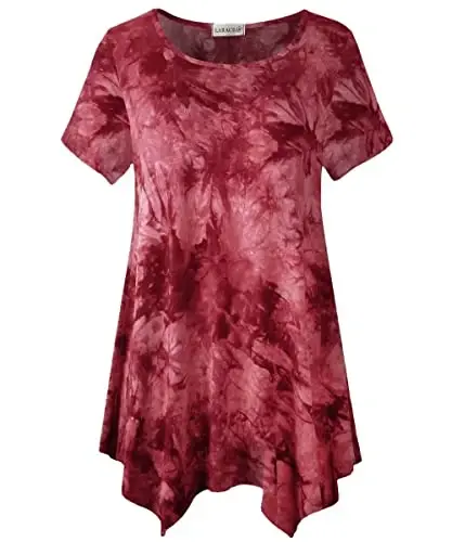 LARACE Short Sleeve Shirts for Womens Plus Size Tops Casual Summer Clothes Asymmetrical Tunic Blouses 