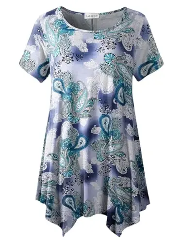 LARACE Short Sleeve Shirts for Womens Plus Size Tops Casual Summer Clothes Asymmetrical Tunic Blouses 