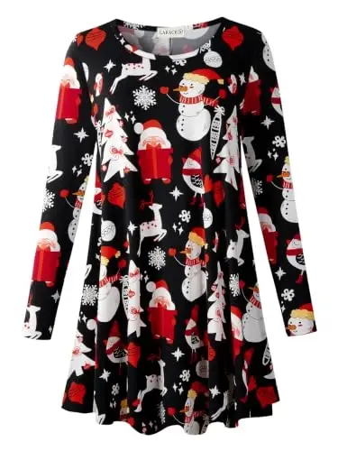 LARACE Long Sleeve Tunic Tops for Women Plus Size Fall Shirts for Legging | Round Neck, 95% Rayon, Soft & Breathable, Flowy Hem to Hide Belly, Suit for Fall & Winter, to Wear with Leggings, M-6X - 1