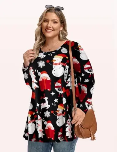 LARACE Long Sleeve Tunic Tops for Women Plus Size Fall Shirts for Legging | Round Neck, 95% Rayon, Soft & Breathable, Flowy Hem to Hide Belly, Suit for Fall & Winter, to Wear with Leggings, M-6X - 5