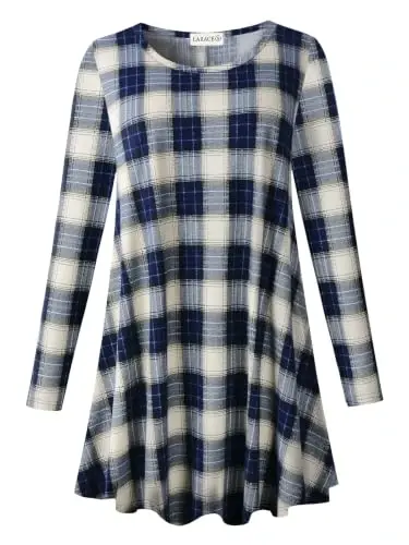 LARACE Long Sleeve Tunic Tops for Women Plus Size Fall Shirts for Legging | Round Neck, 95% Rayon, Soft & Breathable, Flowy Hem to Hide Belly, Suit for Fall & Winter, to Wear with Leggings, M-6X - 1