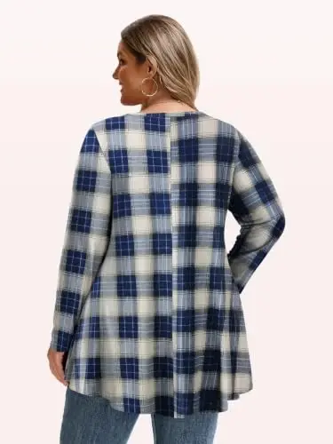 LARACE Long Sleeve Tunic Tops for Women Plus Size Fall Shirts for Legging | Round Neck, 95% Rayon, Soft & Breathable, Flowy Hem to Hide Belly, Suit for Fall & Winter, to Wear with Leggings, M-6X - 5