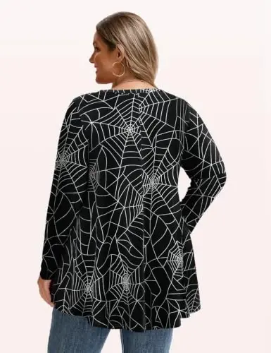 LARACE Long Sleeve Tunic Tops for Women Plus Size Fall Shirts for Legging | Round Neck, 95% Rayon, Soft & Breathable, Flowy Hem to Hide Belly, Suit for Fall & Winter, to Wear with Leggings, M-6X - 4