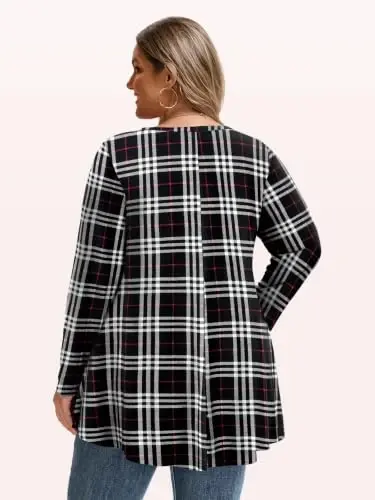 LARACE Long Sleeve Tunic Tops for Women Plus Size Fall Shirts for Legging | Round Neck, 95% Rayon, Soft & Breathable, Flowy Hem to Hide Belly, Suit for Fall & Winter, to Wear with Leggings, M-6X - 3