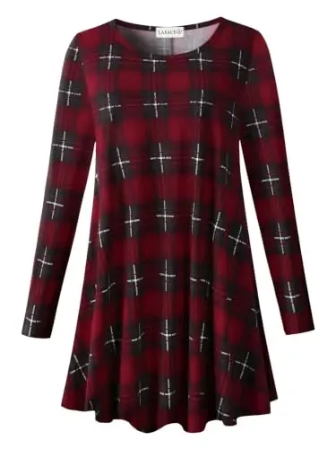 LARACE Long Sleeve Tunic Tops for Women Plus Size Fall Shirts for Legging | Round Neck, 95% Rayon, Soft & Breathable, Flowy Hem to Hide Belly, Suit for Fall & Winter, to Wear with Leggings, M-6X - 1