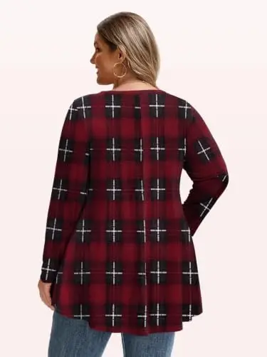 LARACE Long Sleeve Tunic Tops for Women Plus Size Fall Shirts for Legging | Round Neck, 95% Rayon, Soft & Breathable, Flowy Hem to Hide Belly, Suit for Fall & Winter, to Wear with Leggings, M-6X - 5