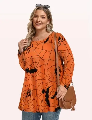 LARACE Long Sleeve Tunic Tops for Women Plus Size Fall Shirts for Legging | Round Neck, 95% Rayon, Soft & Breathable, Flowy Hem to Hide Belly, Suit for Fall & Winter, to Wear with Leggings, M-6X - 5