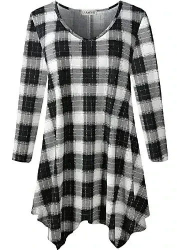 LARACE Plus Size Ayollar uchun Toplar Tunika Asimmetrik Ko'ylaklar 3/4 Yengli V Bo'yinli Legginglar uchun Havo Ko'ylaklar - MODAZONE