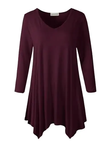 LARACE Plus Size Ayollar uchun Toplar Tunika Asimmetrik Ko'ylaklar 3/4 Yengli V Bo'yinli Shimlar uchun Ayollar Kiyimlari - 6