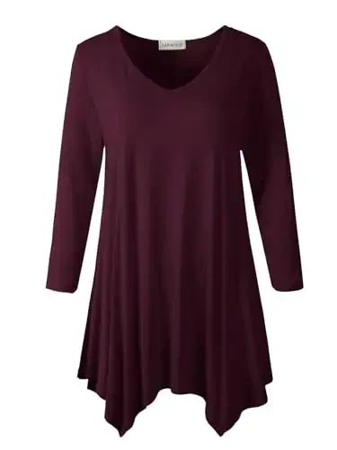 LARACE Plus Size Ayollar uchun Toplar Tunika Asimmetrik Ko'ylaklar 3/4 Yengli V Bo'yinli Shimlar uchun Ayollar Kiyimlari - MODAZONE
