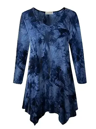 LARACE Plus Size Ayollar uchun Toplar Tunika Nosimmetrik Ko'ylaklar 3/4 Yengli V Bo'yinli Legginglar uchun Ayollar Kiyimlari - MODAZONE