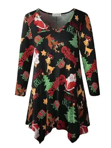 LARACE Plus Size Ayollar uchun Tunik Nosimmetrik Ko'ylaklar 3/4 Yengli V Yoqali Legginglar uchun Havo Qizlar Kiyimi - 1