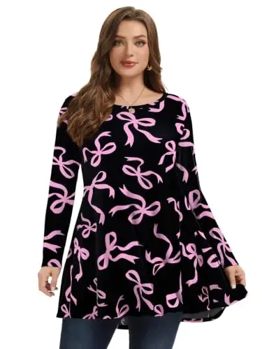 LARACE Plus Size Ayollar uchun Tunika Ustki kiyimlar Uzun yengli ko'ylaklar Swing Flowy Keng bichimli kiyimlar Legginglar uchun - 3
