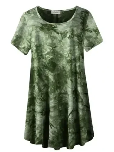 LARACE Plus Size Ayollar uchun Ustki Kiyimlar Qisqa Yengli Ko'ylaklar Kundalik Yozgi Kiyimlar Legginglar uchun Dumaloq Bo'yinli Tunikalar 