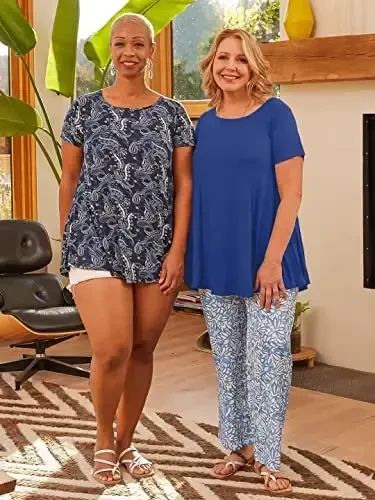 LARACE Plus Size Ayollar uchun Ustki Kiyimlar Qisqa Yengli Ko'ylaklar Kundalik Yozgi Kiyimlar Leggings uchun Yumaloq Bo'yinli Tuniklar - 6