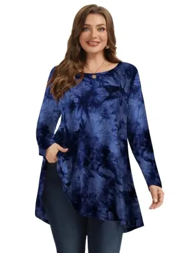 LARACE Plus Size Ayollar uchun uzun yengli tunika ko‘ylaklar, leggings uchun keng va erkin bichimli kiyimlar - 2
