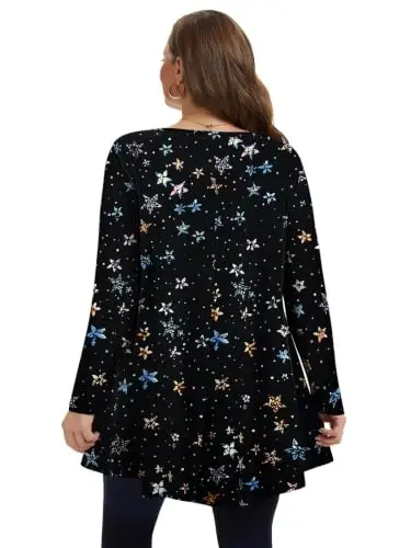 LARACE Plus Size Ayollar uchun uzun yengli tunikalar, leggingslar uchun erkin va yengil liboslar - 5