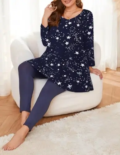 LARACE Plus Size Tops for Women 3/4 Sleeve Shirts V Neck Tunic Tops Blouses | Comfy 95% Rayon, Soft & Breathable, Stretchy, Wrinkle-Free for All-Day Comfort, Flowy Hem, Daily Wear Casual Top, Hide Belly - 4
