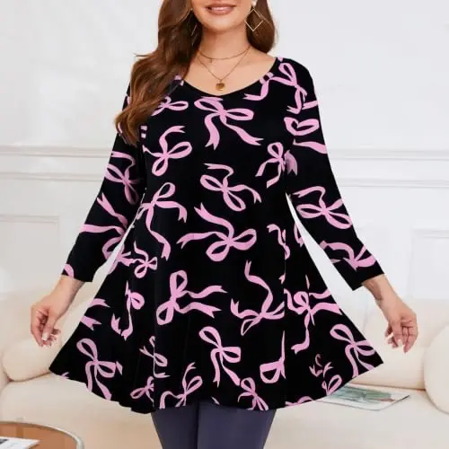 LARACE Plus Size Tops for Women 3/4 Sleeve Shirts V Neck Tunic Tops Blouses | Comfy 95% Rayon, Soft & Breathable, Stretchy, Wrinkle-Free for All-Day Comfort, Flowy Hem, Daily Wear Casual Top, Hide Belly - 3