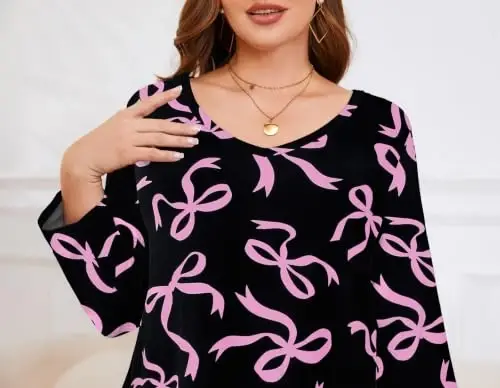 LARACE Plus Size Tops for Women 3/4 Sleeve Shirts V Neck Tunic Tops Blouses | Comfy 95% Rayon, Soft & Breathable, Stretchy, Wrinkle-Free for All-Day Comfort, Flowy Hem, Daily Wear Casual Top, Hide Belly - 6
