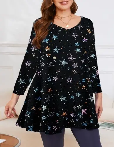 LARACE Plus Size Tops for Women 3/4 Sleeve Shirts V Neck Tunic Tops Blouses | Comfy 95% Rayon, Soft & Breathable, Stretchy, Wrinkle-Free for All-Day Comfort, Flowy Hem, Daily Wear Casual Top, Hide Belly - 5