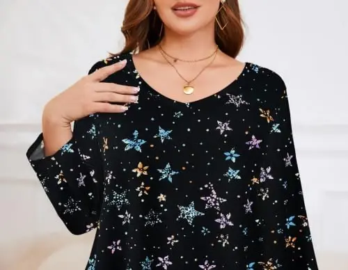 LARACE Plus Size Tops for Women 3/4 Sleeve Shirts V Neck Tunic Tops Blouses | Comfy 95% Rayon, Soft & Breathable, Stretchy, Wrinkle-Free for All-Day Comfort, Flowy Hem, Daily Wear Casual Top, Hide Belly - 6