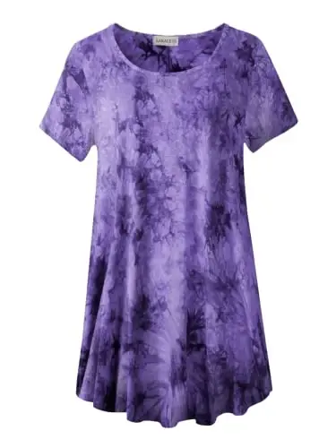 LARACE Plus Size Tops for Women Short Sleeve Shirts Casual Summer Clothes Round Neck Tunics for Leggings - 1