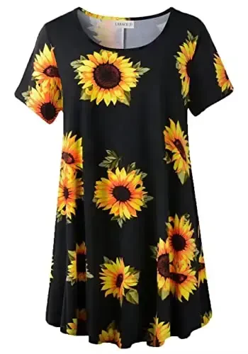 LARACE Plus Size Tops for Women Short Sleeve Shirts Casual Summer Clothes Round Neck Tunics for Leggings - MODAZONE