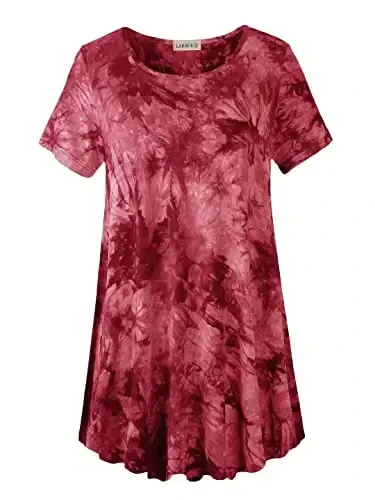 LARACE Plus Size Tops for Women Short Sleeve Shirts Casual Summer Clothes Round Neck Tunics for Leggings - 1