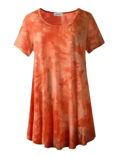 LARACE Plus Size Tops for Women Short Sleeve Shirts Casual Summer Clothes Round Neck Tunics for Leggings 