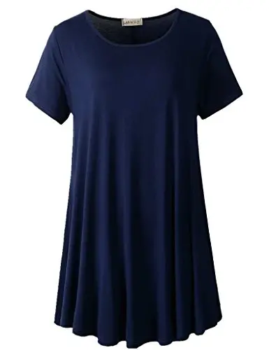 LARACE Plus Size Tops for Women Short Sleeve Shirts Casual Summer Clothes Round Neck Tunics for Leggings - MODAZONE