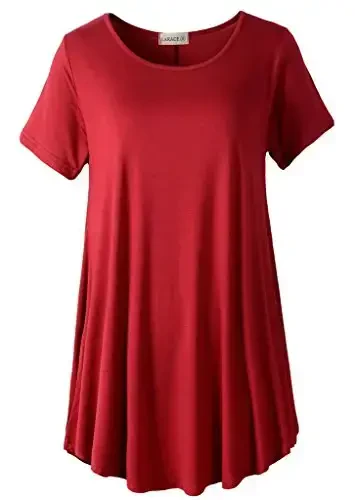 LARACE Plus Size Tops for Women Short Sleeve Shirts Casual Summer Clothes Round Neck Tunics for Leggings - 1