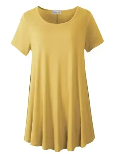 LARACE Plus Size Tops for Women Short Sleeve Shirts Casual Summer Clothes Round Neck Tunics for Leggings - 1