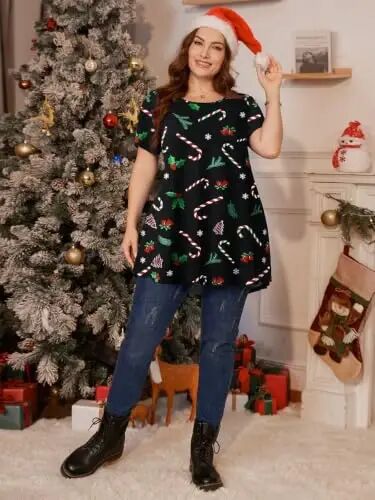 LARACE Plus Size Tops for Women Short Sleeve Summer Tunic Shirt for Legging - 4